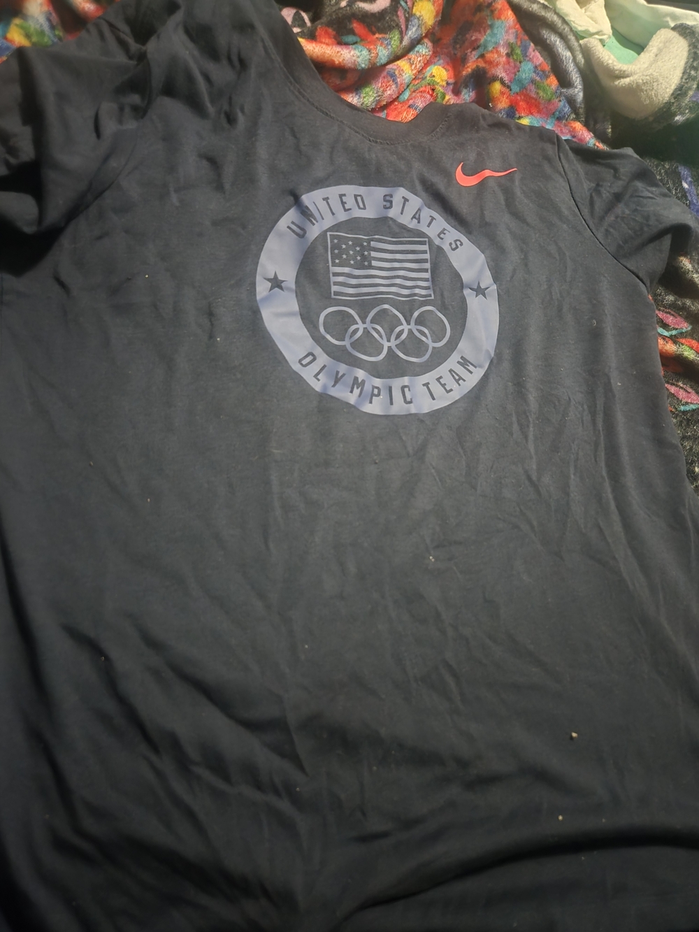 Nike Navy Short Sleeve United States Olympic Team Graphic Tee with Red Swoosh